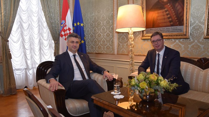 Predsjednik Vlade Andrej Plenković s predsjednikom Republike Srbije Aleksandrom Vučićem